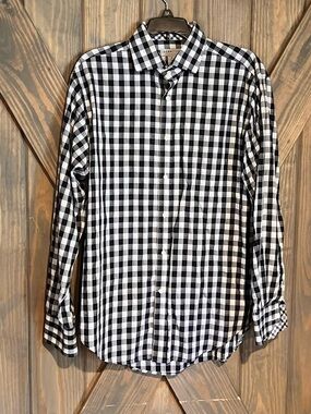 Jack Stone by Thomas Dean slim fit Navy and White Gingham Button-Down Shirt